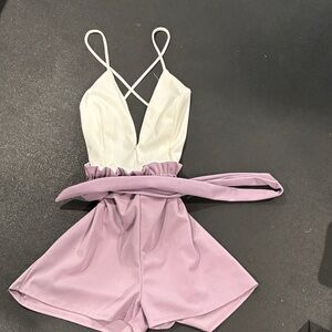 Fashion Nova Lavender Babe Bye Romper